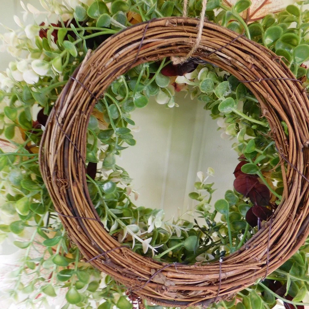 Small‎ Fall Wreath with Neutral Colors, Autumn Pink hues, Burgundy